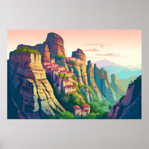 Mountain Valley Sunset Landschaft Natur Poster