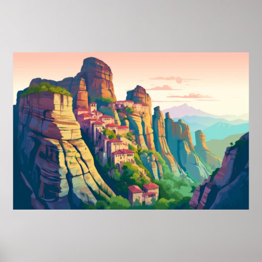 Mountain Valley Sunset Landschaft Natur Poster (Vorne)