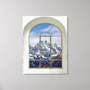 Mountain View künstliches Fenster Leinwanddruck