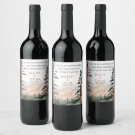 Mountain View Wedding Wine Labels Weinetikett