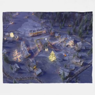Mountain Village Christmas Fleece Blanket