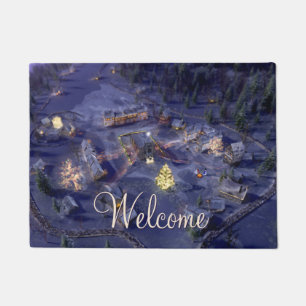 Mountain Village Weihnachten Fußmatte
