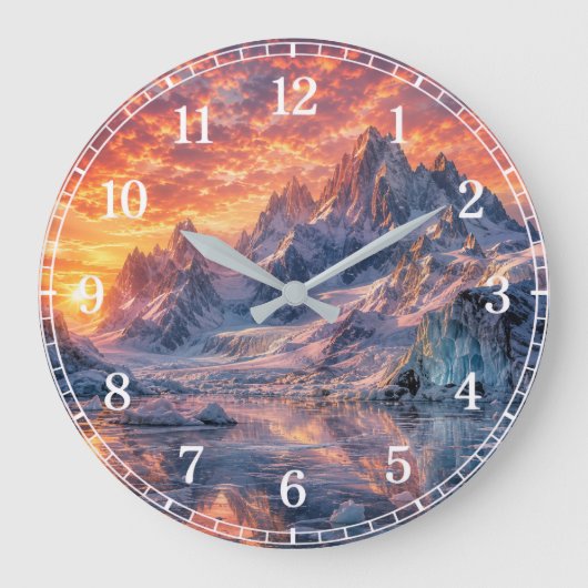 Mountain Wall Clock — Nature-Inspired Design Große Wanduhr (Vorderseite)