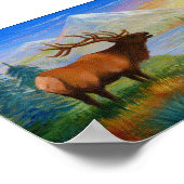 Mountain Wapiti Elk Art Forest Poster (Ecke)