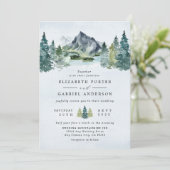 Mountain Watercolor Elegante Rustikale Hochzeit Einladung (Stehend Vorderseite)