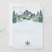 Mountain Watercolor Elegante Rustikale Hochzeit Einladung (Rückseite)