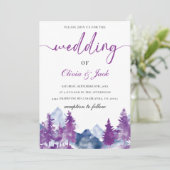 Mountain Watercolor Elegante Rustikale Hochzeit Einladung (Stehend Vorderseite)