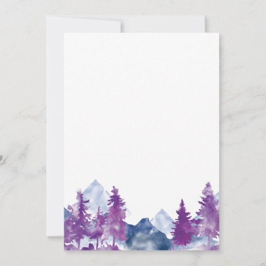 Mountain Watercolor Elegante Rustikale Hochzeit Einladung (Rückseite)