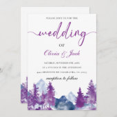 Mountain Watercolor Elegante Rustikale Hochzeit Einladung (Vorne/Hinten)