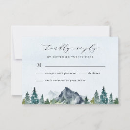 Mountain Watercolor Elegante Rustikale Hochzeit RSVP Karte