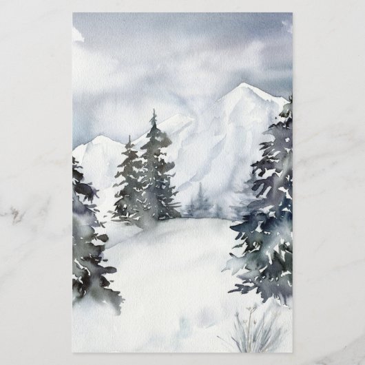 Mountain Watercolor Rustic Wedding Menu (Rückseite)