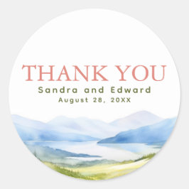 Mountain Watercolor Vielen Dank Runder Aufkleber