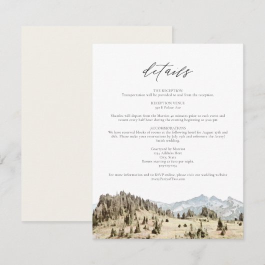 Mountain Wedding Details Karte (Vorne/Hinten)