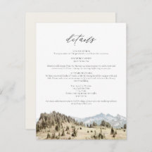 Mountain Wedding Details Karte