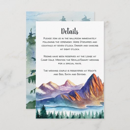 Mountain Wedding Enclosure Card Begleitkarte (Vorne/Hinten)