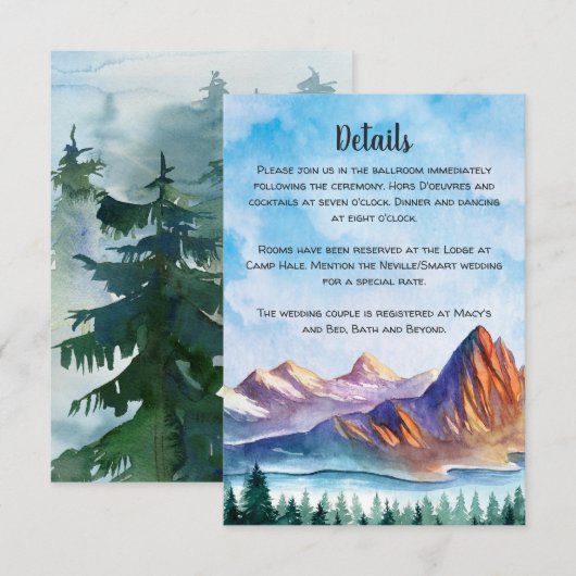 Mountain Wedding Enclosure Card Einladung (Vorne/Hinten)