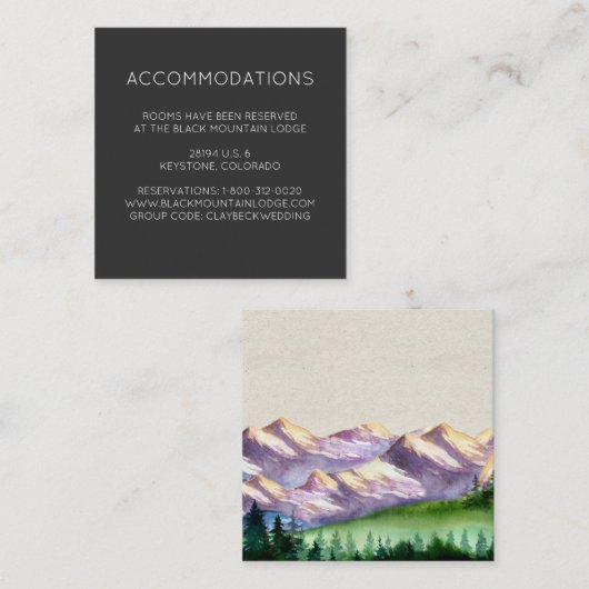 Mountain Wedding Hotel Unterkunftskarten Begleitkarte (Vorne/Hinten)