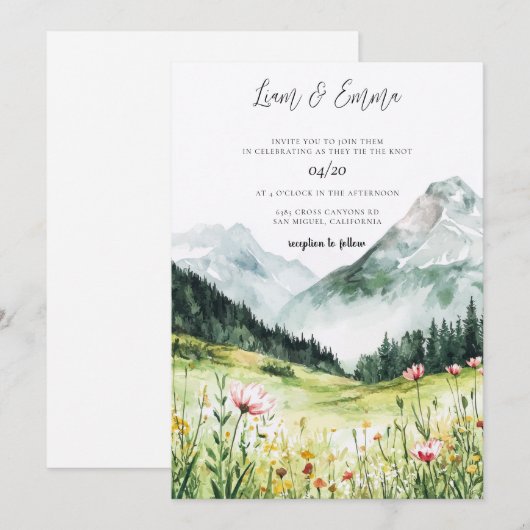 Mountain Wedding Invitation Einladung (Vorne/Hinten)