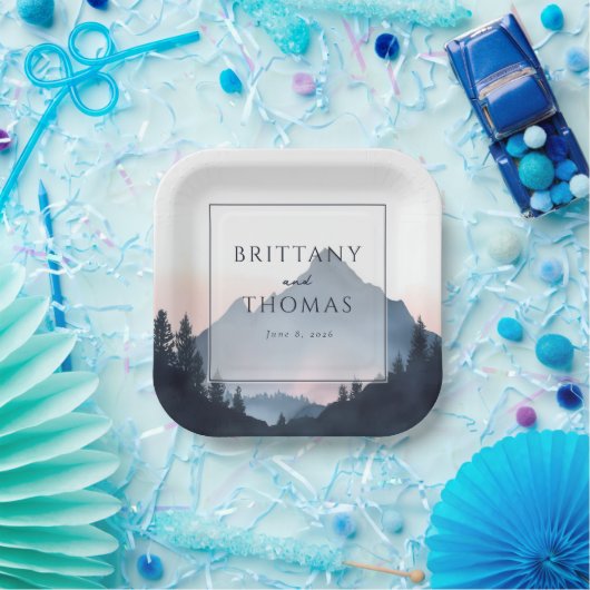 Mountain Wedding Invitation Pappteller (Party)