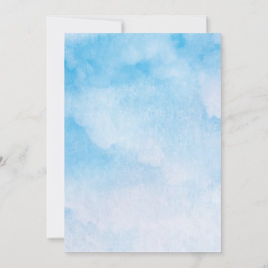 Mountain Wedding Invite with water, pines, big sky Einladung (Rückseite)