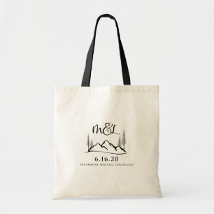 Mountain Wedding Monogram - Custom Design Tragetasche