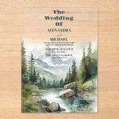 Mountain Wedding Party Acryleinladungen (Vorderseite)
