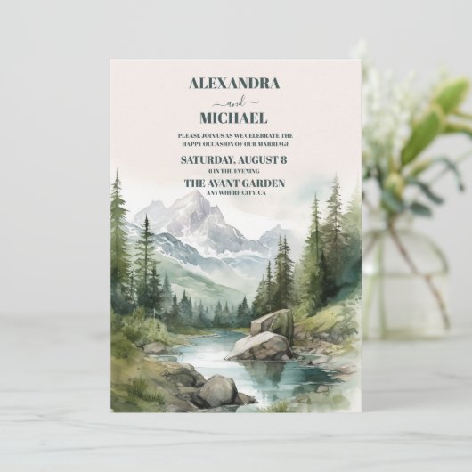 Mountain Wedding Party Einladung (Stehend Vorderseite)