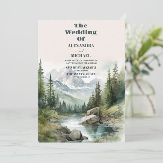 Mountain Wedding Party Einladung (Stehend Vorderseite)