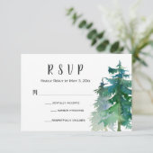 Mountain Wedding RSVP Card mit Anzahl Teilnehmer (Stehend Vorderseite)
