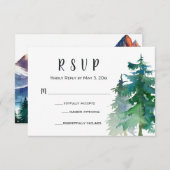 Mountain Wedding RSVP Card mit Anzahl Teilnehmer (Vorne/Hinten)