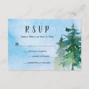 Mountain Wedding RSVP Card mit Anzahl Teilnehmer Karte