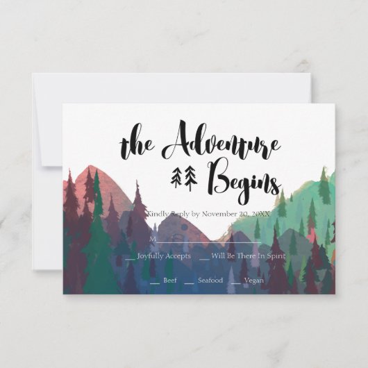 Mountain Wedding RSVP Karte (Vorderseite)