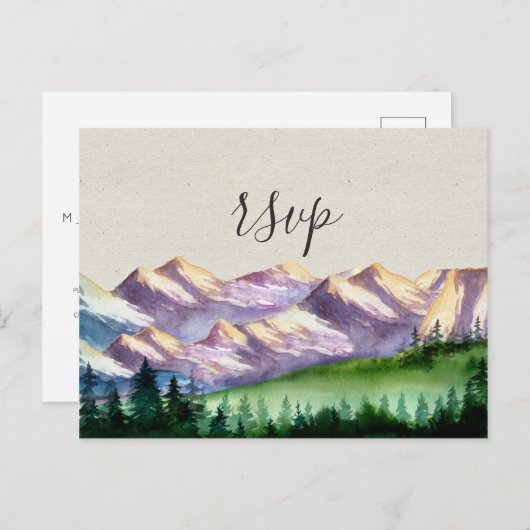 Mountain Wedding RSVP mit Wahlmöglichkeit Einladungspostkarte (Vorne/Hinten)