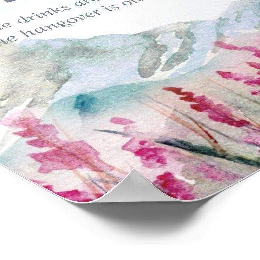 Mountain Wedding Watercolor Open Bar Poster (Ecke)