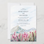 Mountain Wedding Watercolor Pink Wildblume Wiese Einladung (Vorderseite)