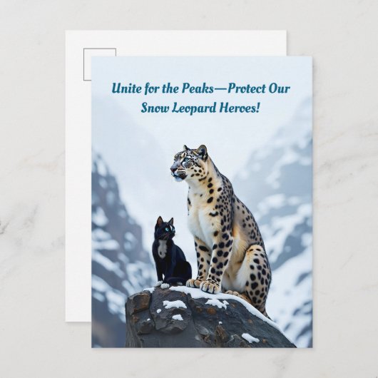 Mountain Whiskers: Felini trifft den Schneeleopard Einladungspostkarte (Vorne/Hinten)