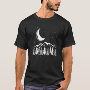Mountain Wiker Forest Trees Crescent Moon Nature H T-Shirt
