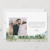 Mountain Wildblume Boho | Hochzeitsszenario Foto V Dankeskarte (Rückseite)