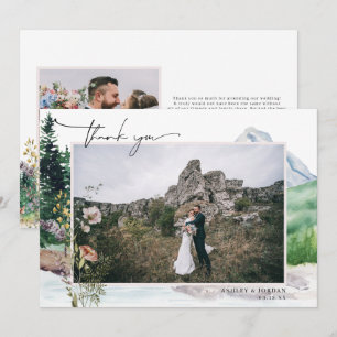 Mountain Wildblume Boho   Hochzeitsszenario Foto V Dankeskarte