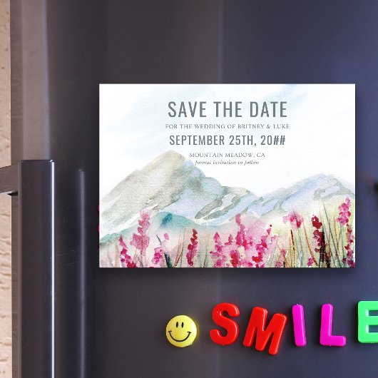 Mountain Wildblume Meadow Wedding Save the Date Magneteinladung