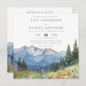 Mountain Wildflower All In One QR Code Wedding Einladung (Vorne/Hinten)