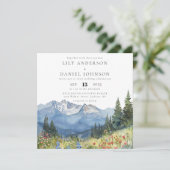 Mountain Wildflower All In One QR Code Wedding Einladung (Stehend Vorderseite)