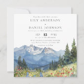 Mountain Wildflower All In One QR Code Wedding Einladung (Vorderseite)