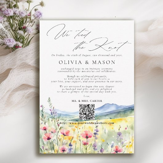 Mountain Wildflower Elopement Wedding Announcement Einladung