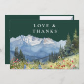 Mountain Wildflower Emerald Green Wedding Photo Dankeskarte (Vorne/Hinten)