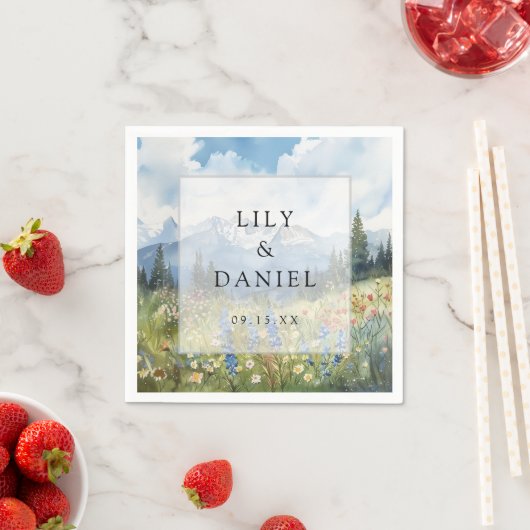 Mountain Wildflower Floral Meadow Wedding Serviette (Beispiel)
