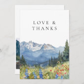 Mountain Wildflower Floral Wedding Photo Dankeskarte (Vorne/Hinten)