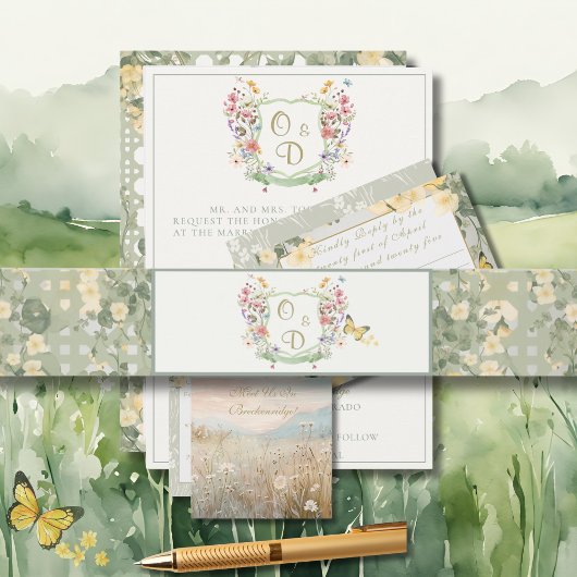Mountain Wildflower Garden Invitation Belly Band