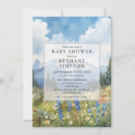 Mountain Wildflower QR Code All In One Baby Shower Einladung
