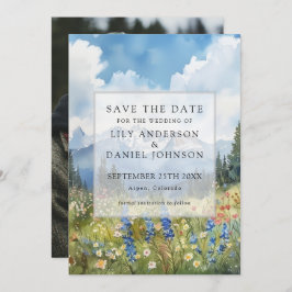 Mountain Wildflowers Floral Meadow Photo Wedding Save The Date